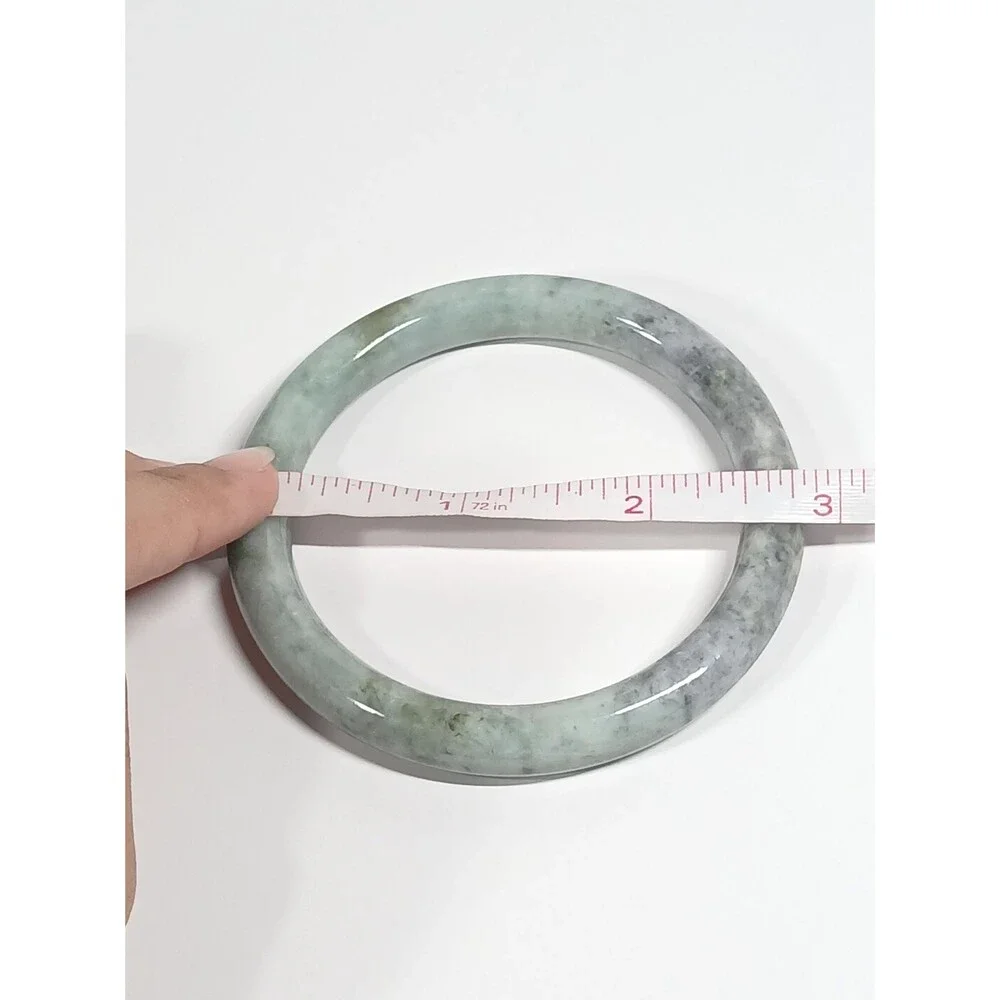 Jadeite Jade Bangle Bracelet Light Green Grey ~2.5